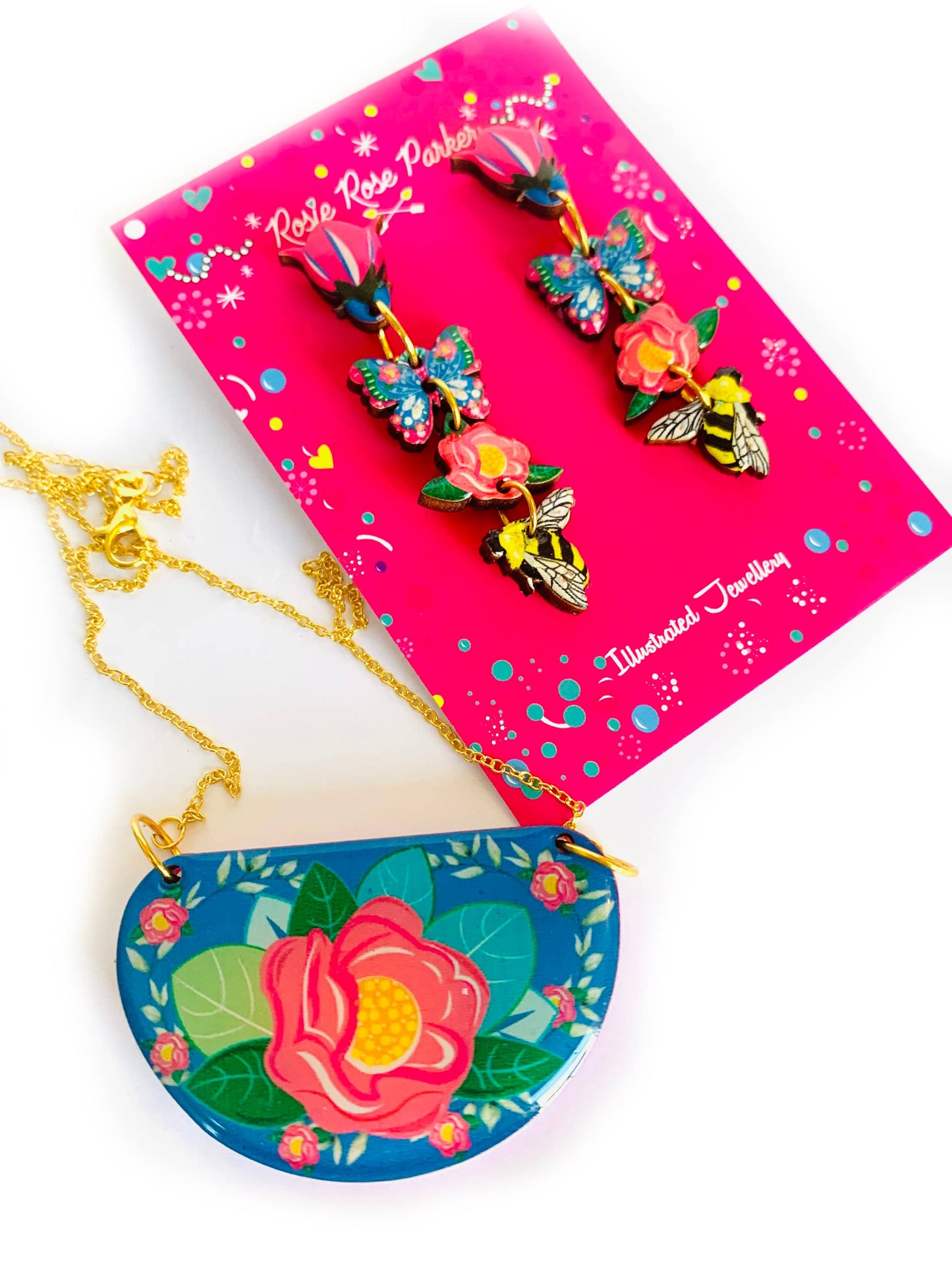 Dangle flower earrings bold wooden and resin.