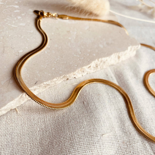 Gold plated snake chain.