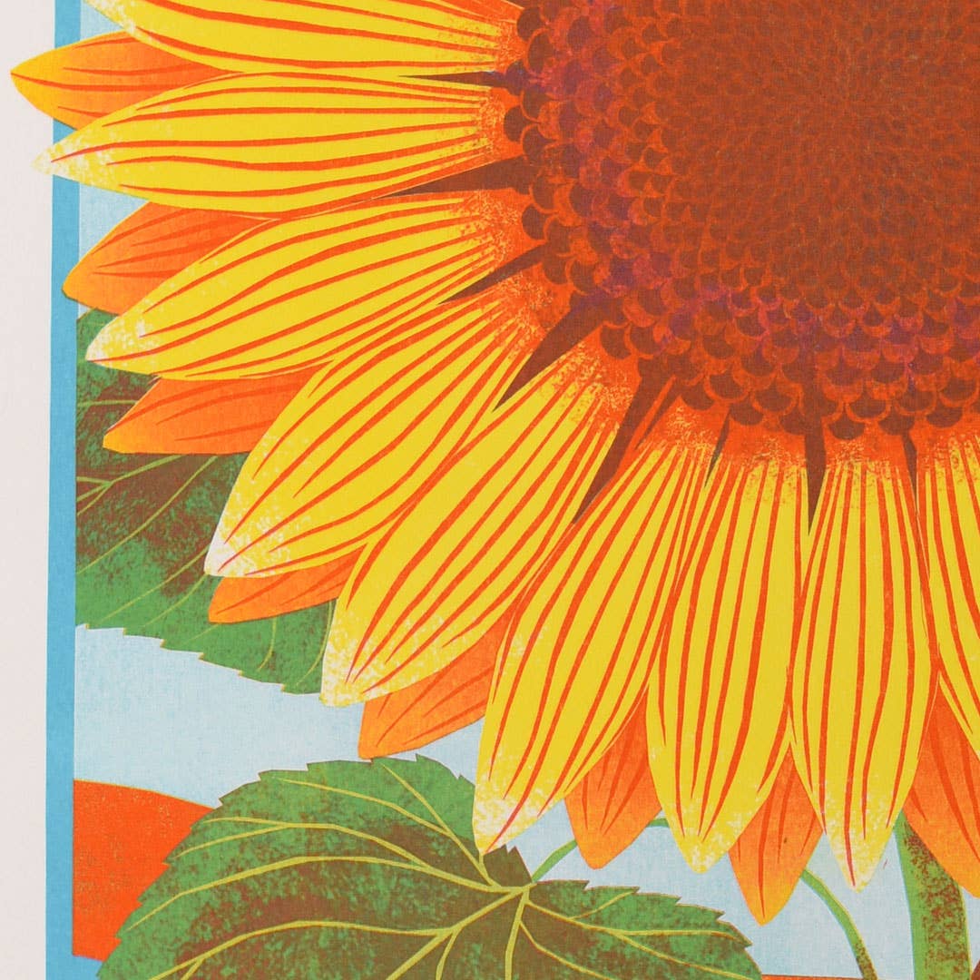Risopgraph print of a sunflower