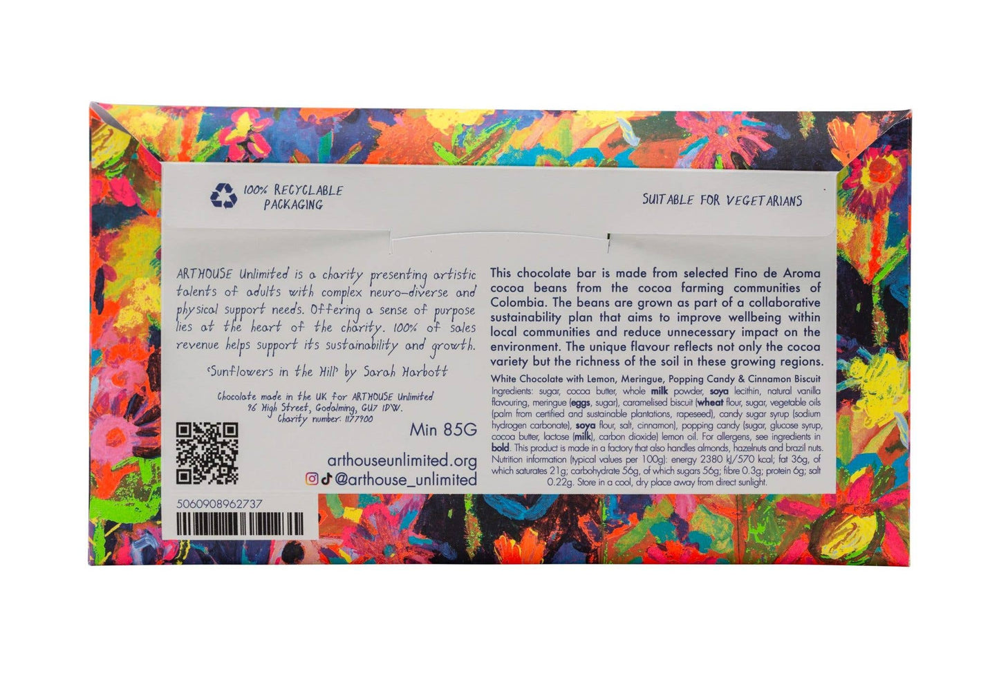 Sunflowers in the Hill, White Chocolate with Popping Candy