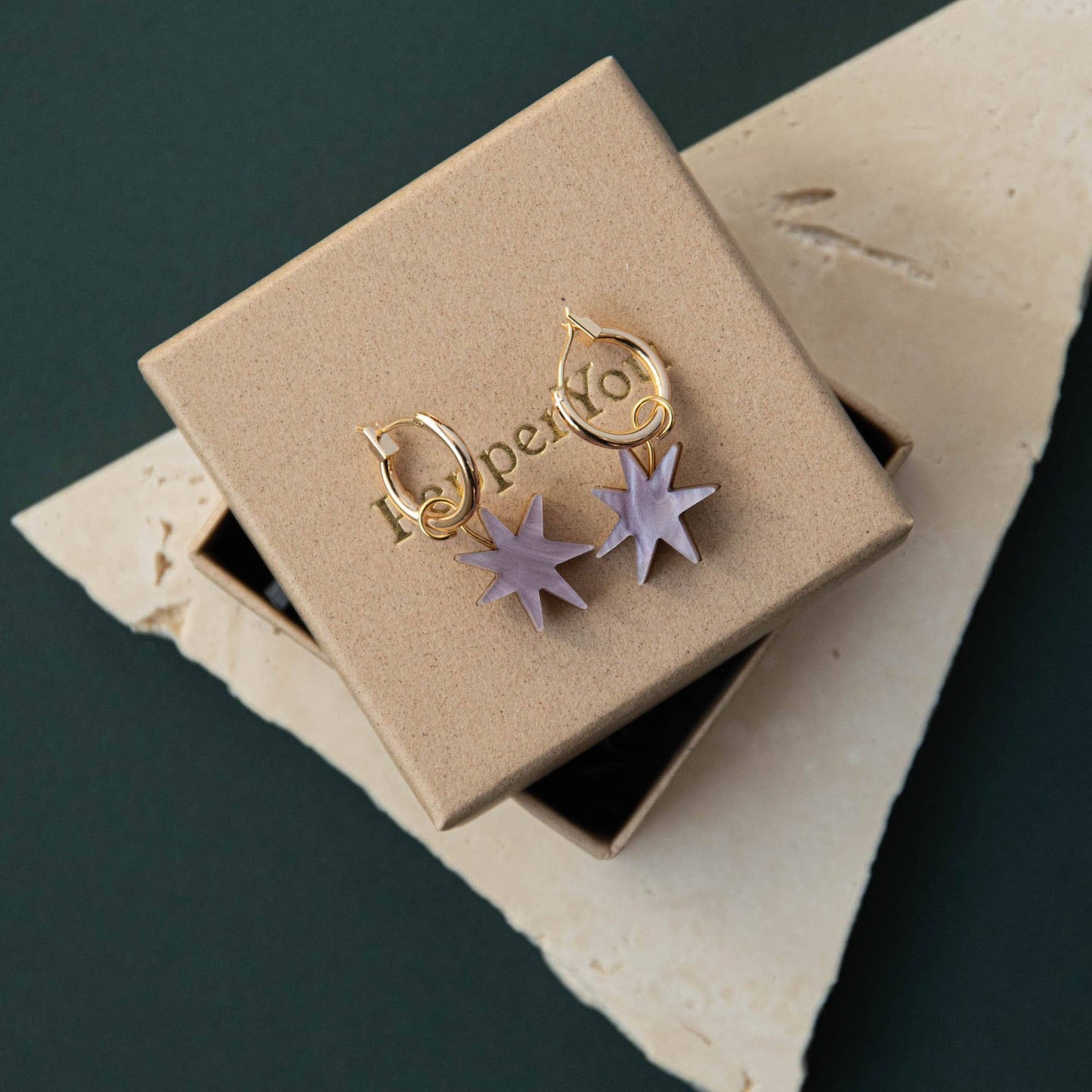 Star Hooped earrings. Arylic on wood.