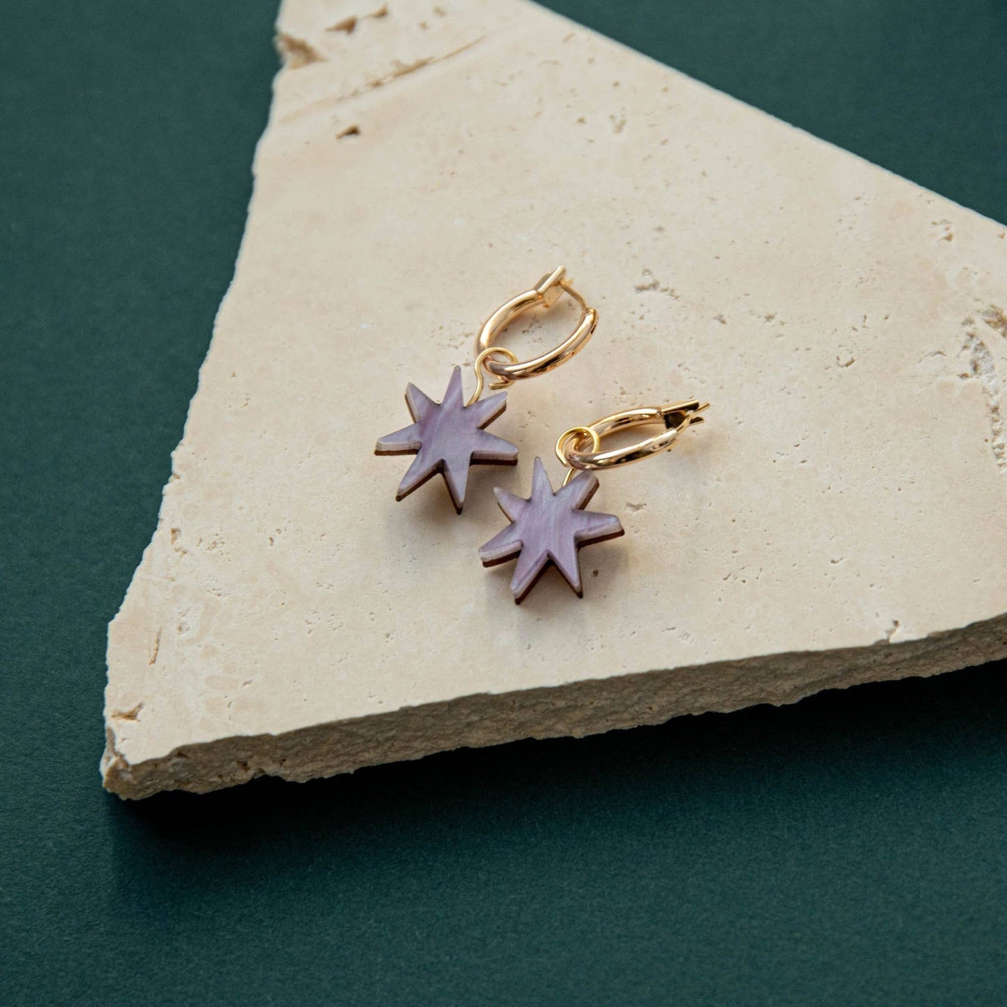 Star Hooped earrings. Arylic on wood.