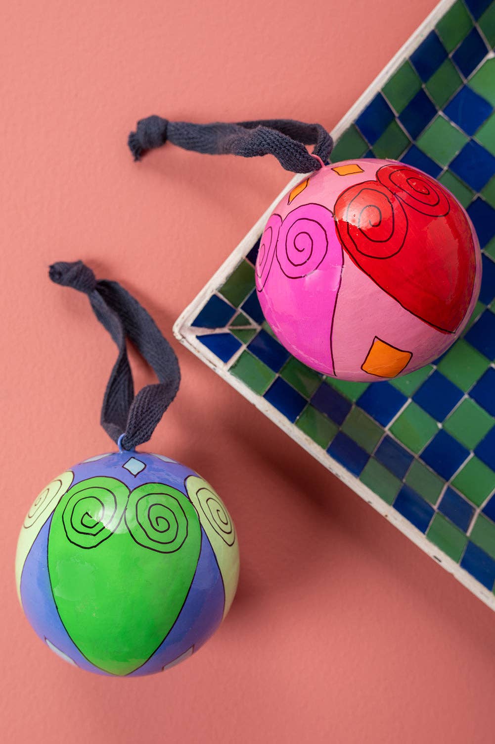 Pink & Yellow Hearts Bauble