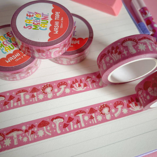 Pink and Red Mushroom Washi Tape