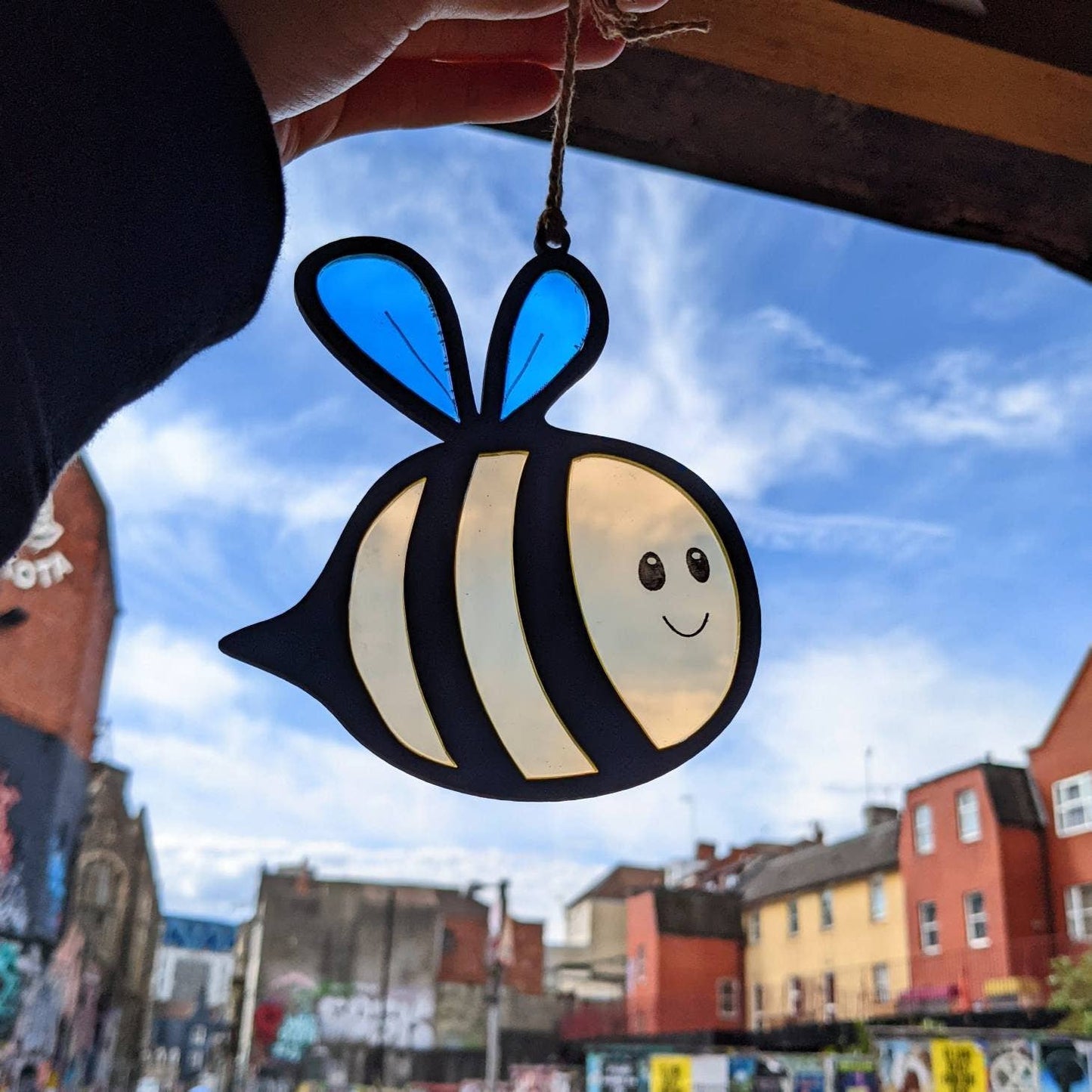 Laser cut acrylic bumbling bee