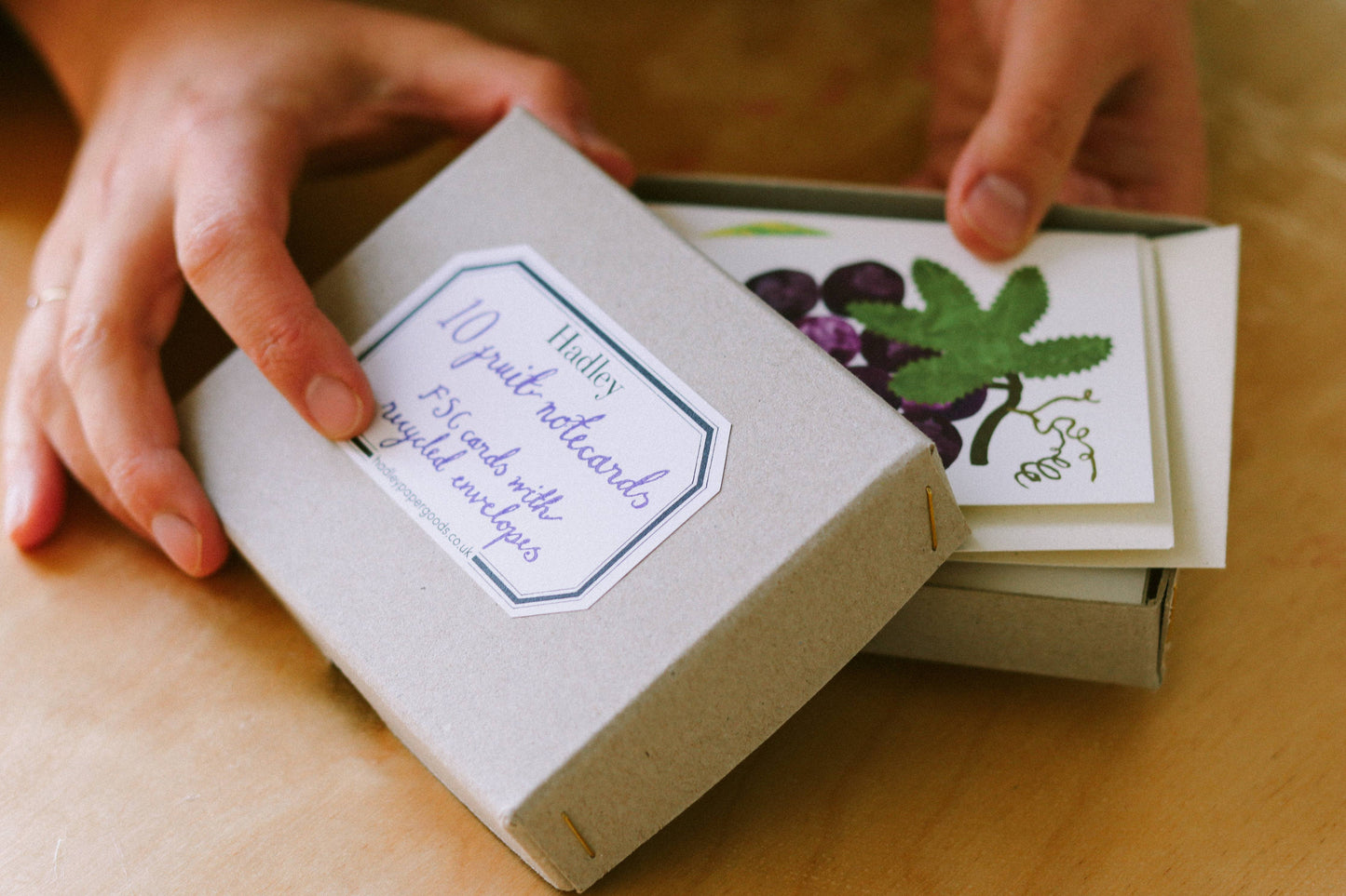 Set of small greetings cards with fruits