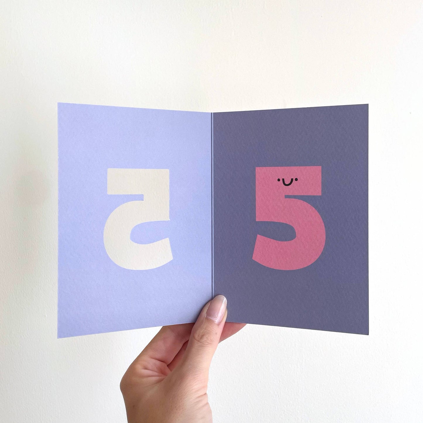 Birthday Card with a cut out 5. Age Card. Blank inside.