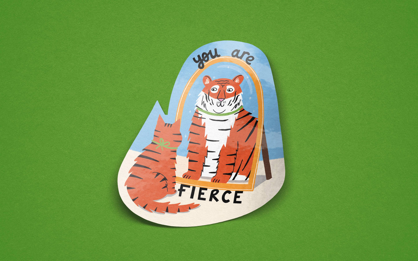 You Are Fierce - Cat and Tiger Colourful Vinyl Sticker