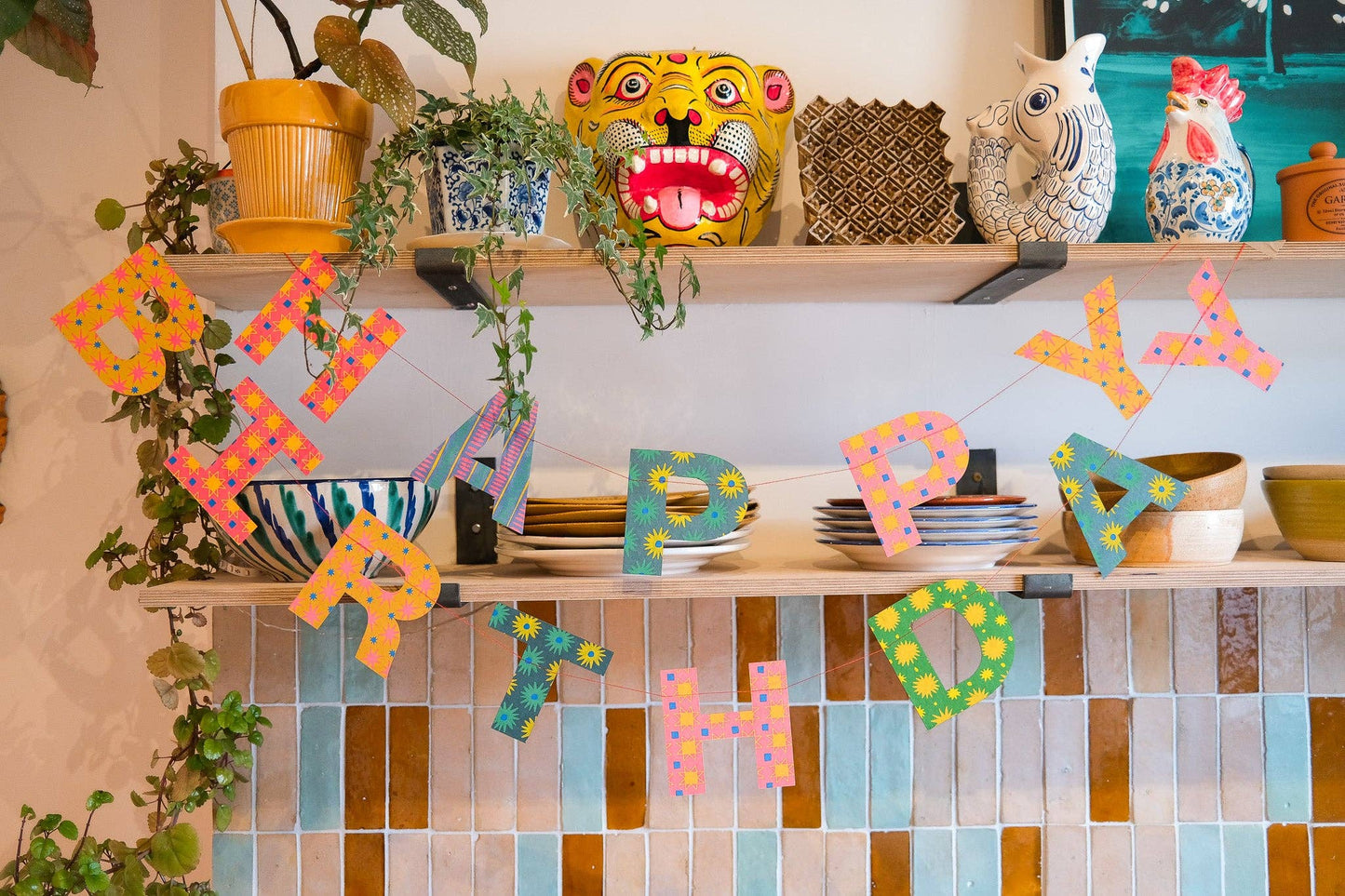 UK/EU: Bright Happy Birthday Sewn Garland