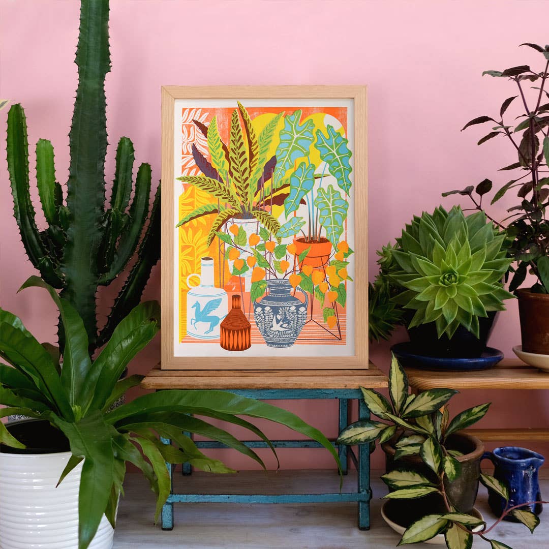 Vessels | A3 Risograph Print, wall art | Plant lover, tropical