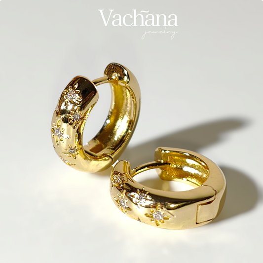 Gold plated brass with stars hoops