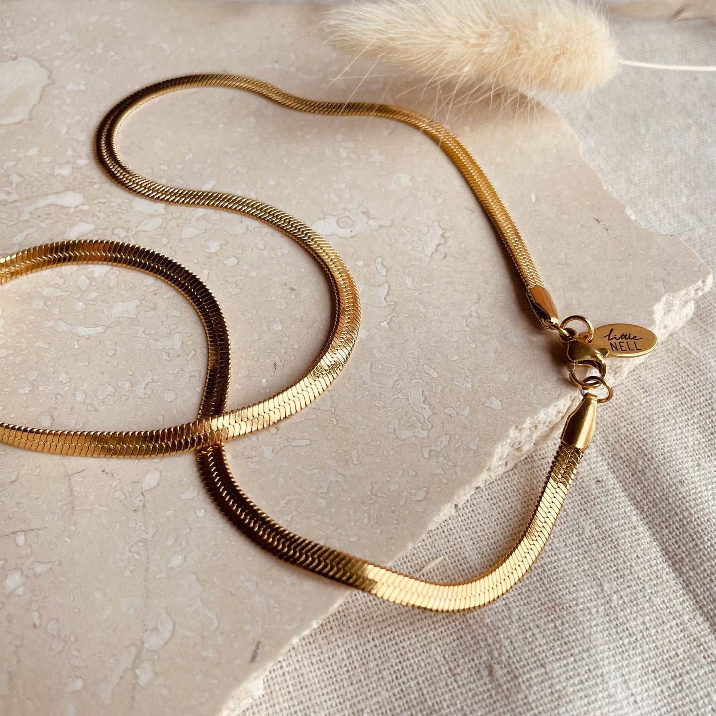 Gold plated snake chain.
