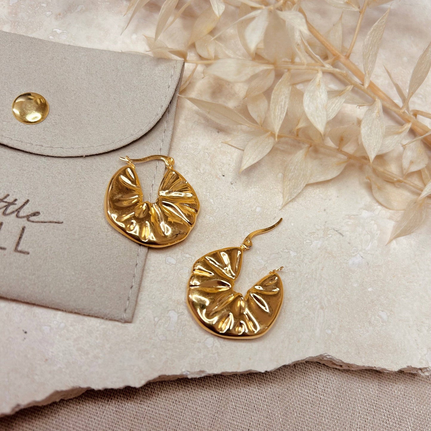 Gold plated puffer earrings