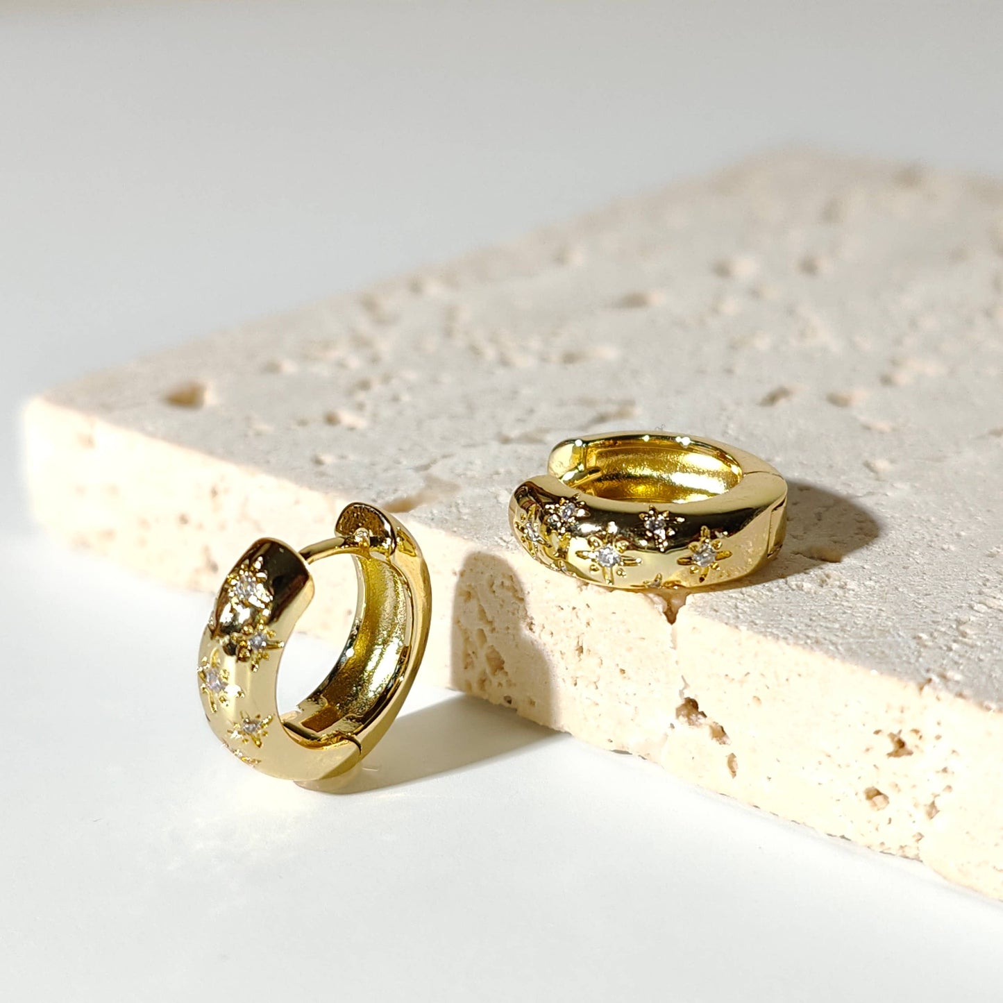 Small 15.5mm - Celestial Star Hoop Earrings