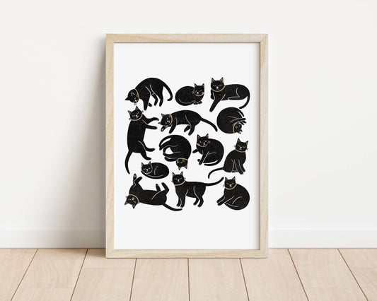Cats, Cats, Cats- Limited Edition 2 Colour A3 Riso Print