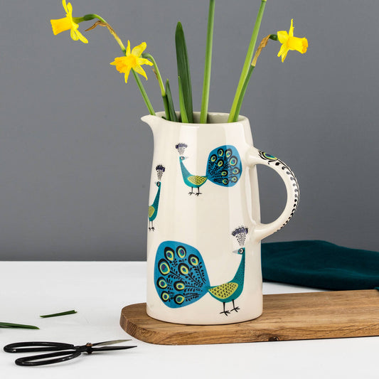 Handmade Ceramic Peacock Tall Jug