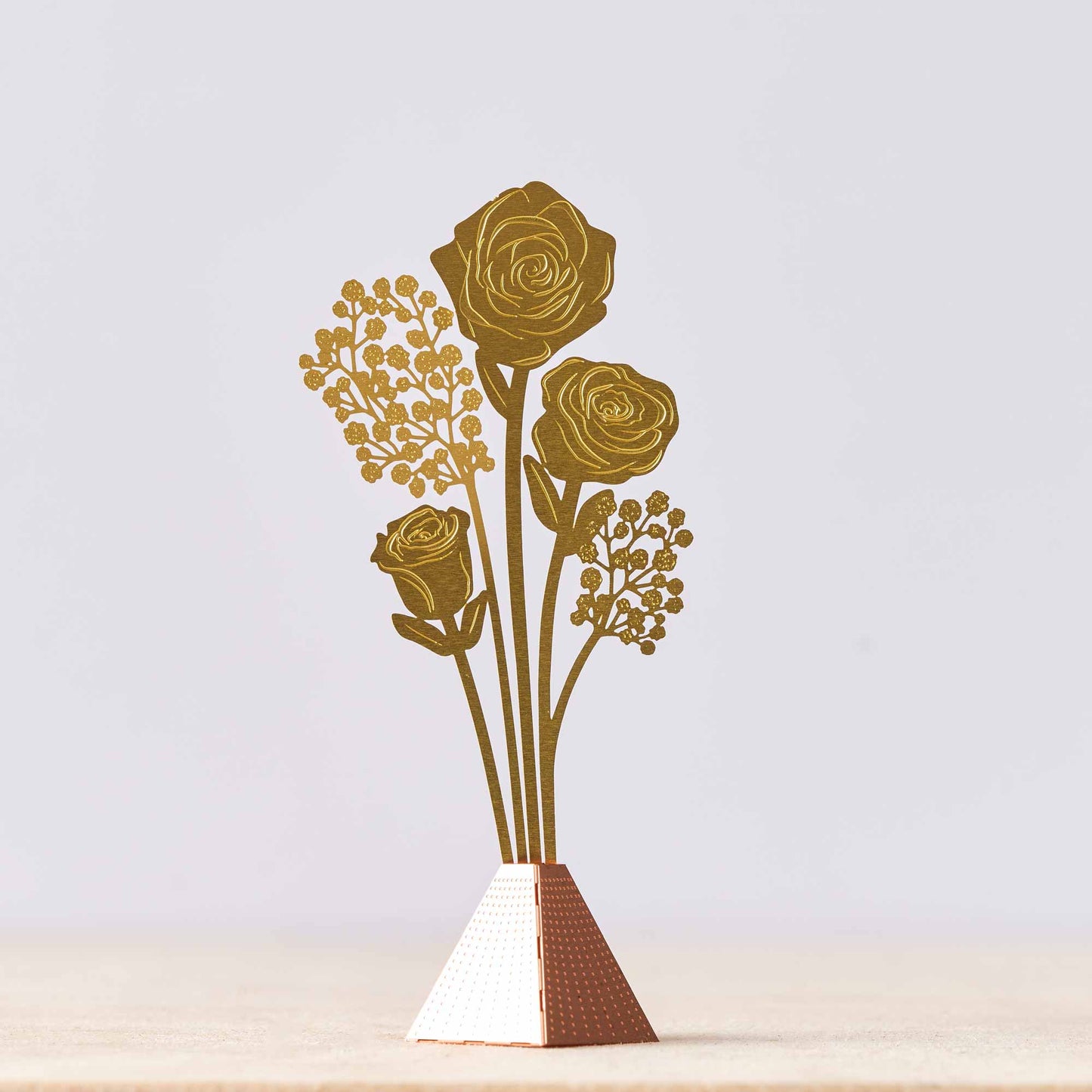 Tiny Bouquet of Roses made from copper metal.