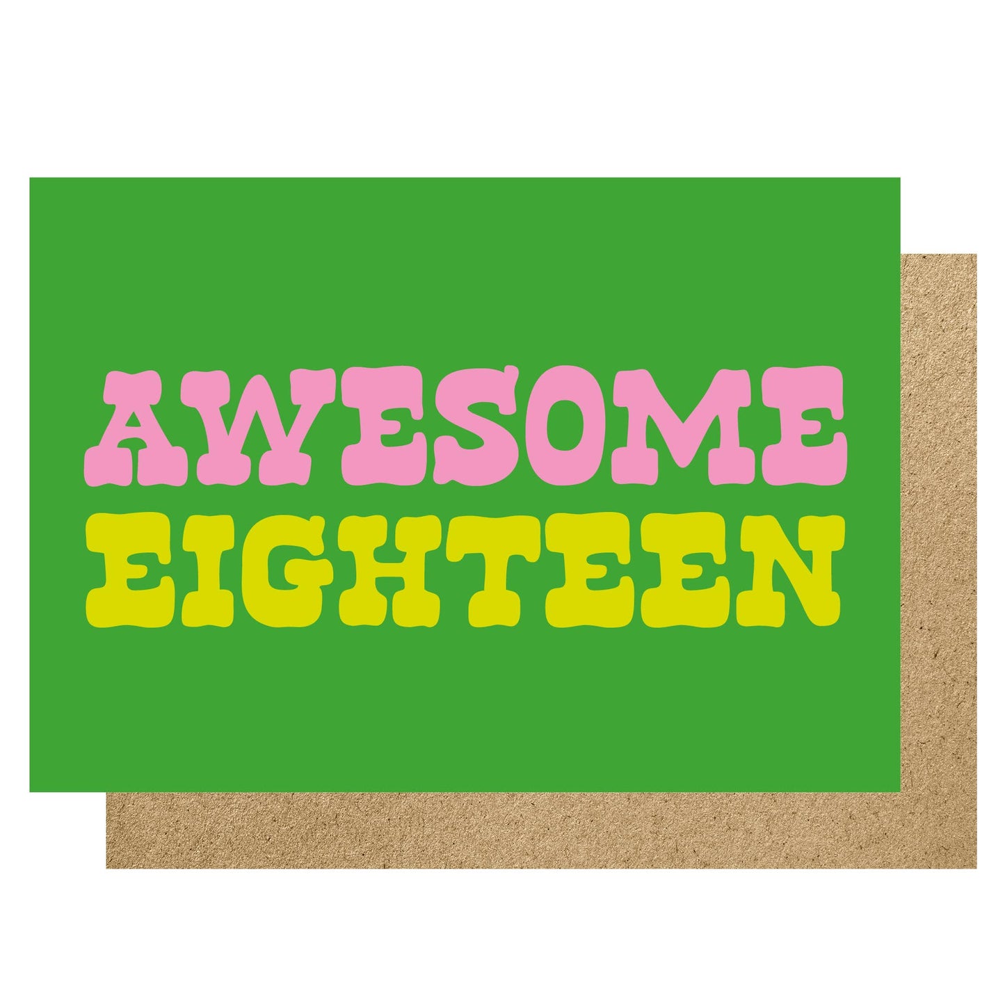 Card with 'AWESOME EIGHTEEN' text on a green background
