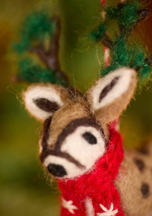 Embroidered Felt Reindeer Decoration