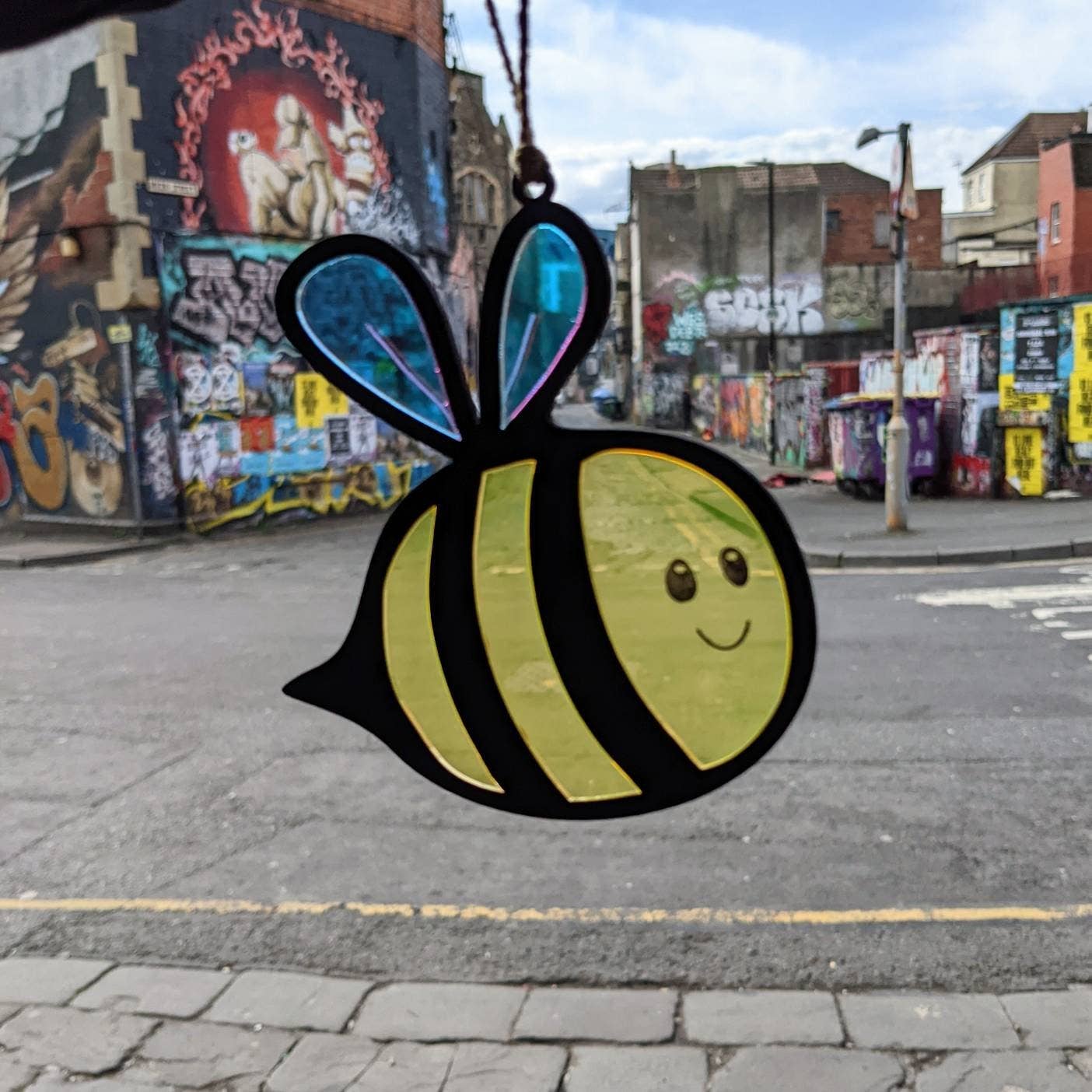 Laser cut acrylic bumbling bee