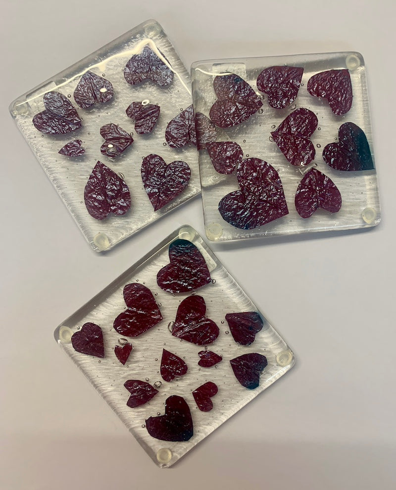 Copper Heart Coaster. Fused Glass.