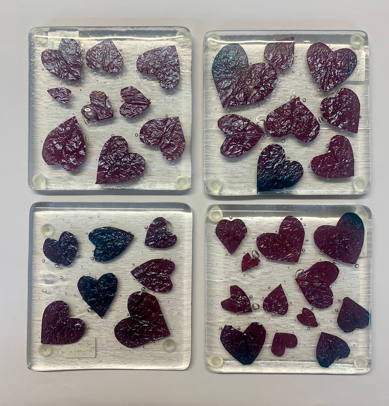 Copper Heart Coaster. Fused Glass.