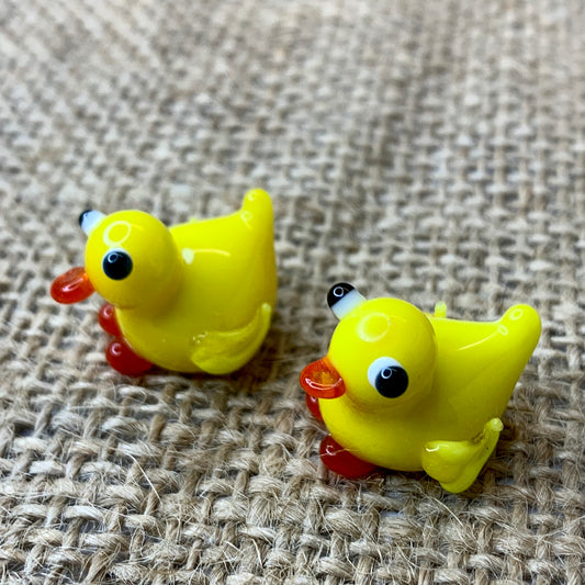 Friend in a box Duck, tiny glass bead ducks made in Bristol come in a box with sawdust bed.