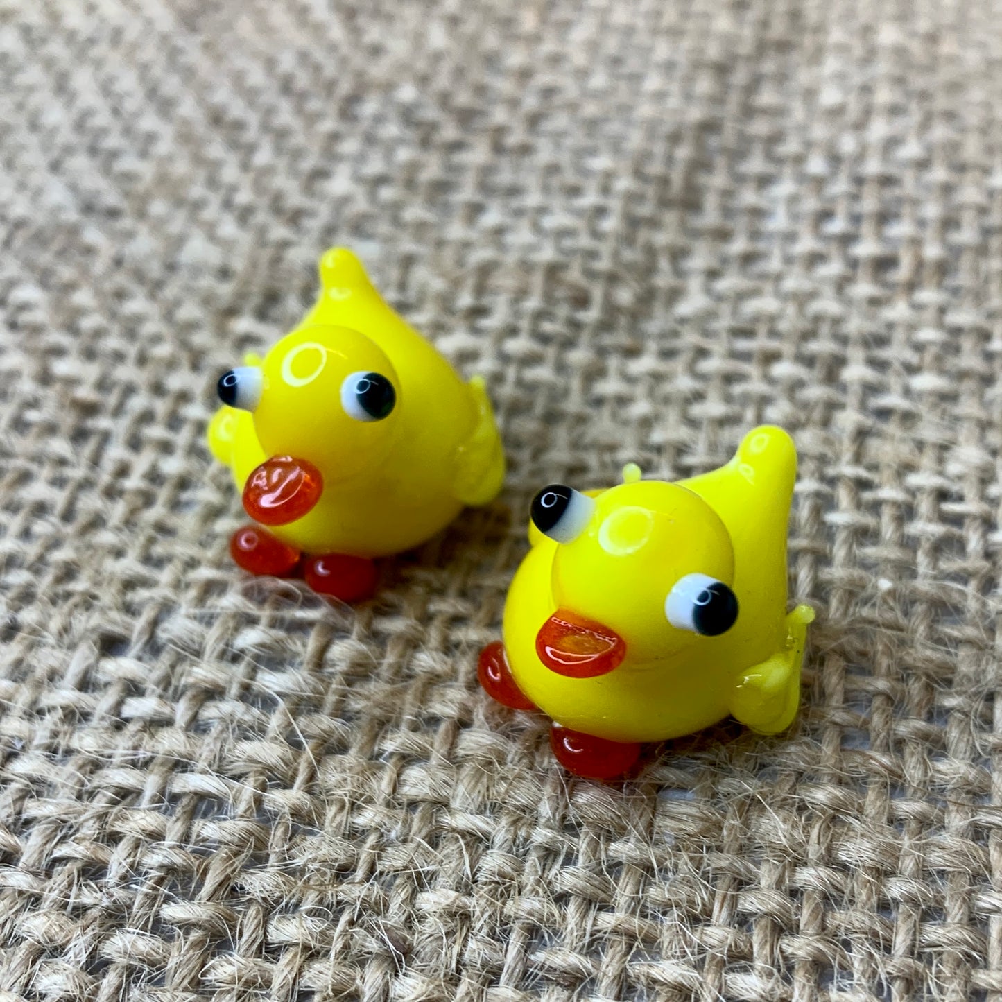 Friend in a box Duck, tiny glass bead ducks made in Bristol come in a box with sawdust bed.
