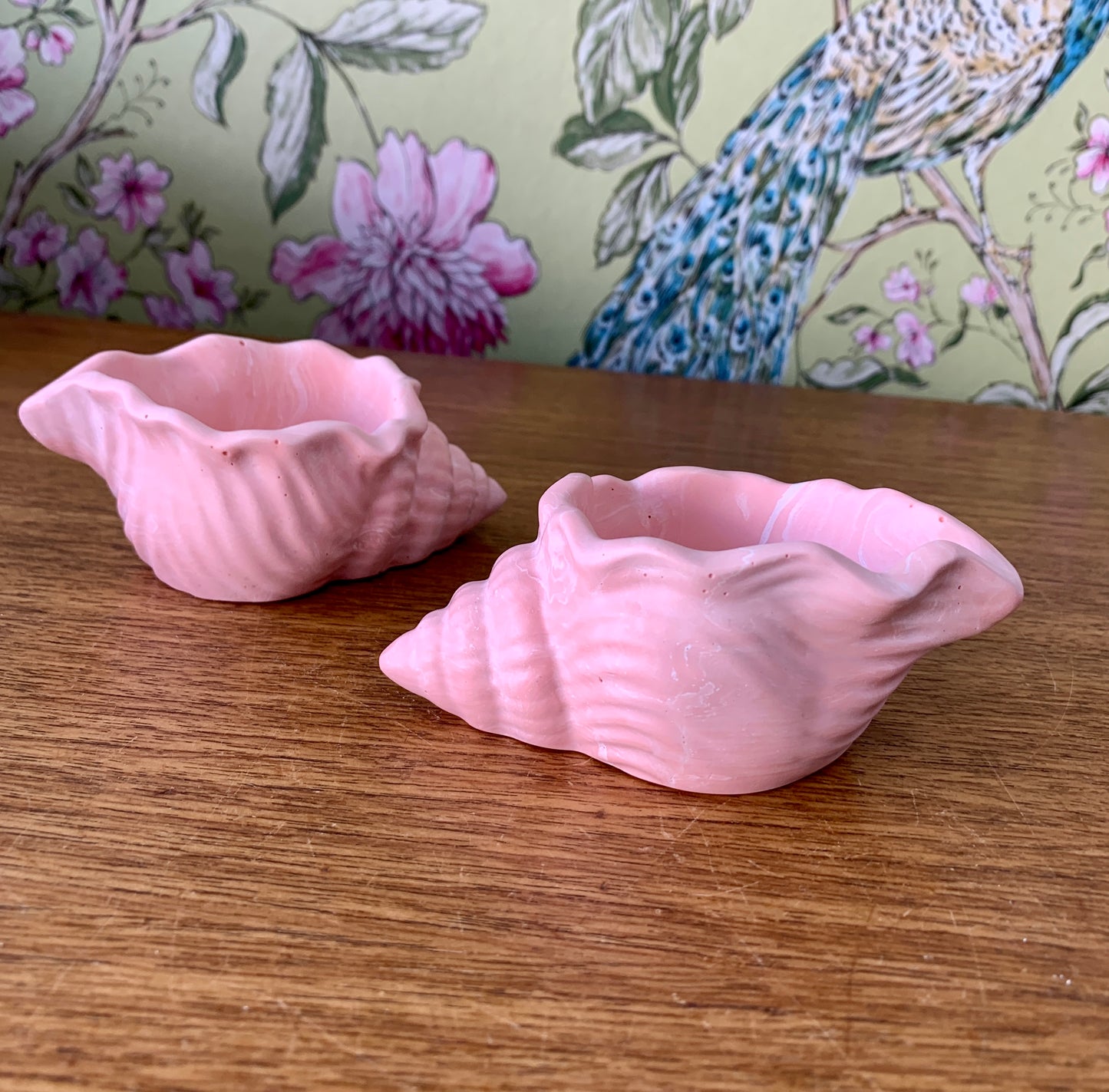 Pink Jesomite conch shell trinket dish