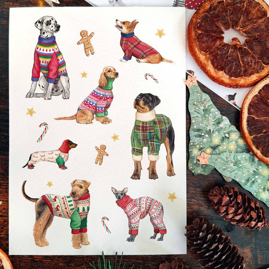 Dogs Wearing Christmas Jumpers Card | Festive Dog Xmas Card