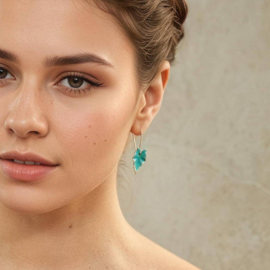 Verdigris Leaf Turquoise Green Earrings