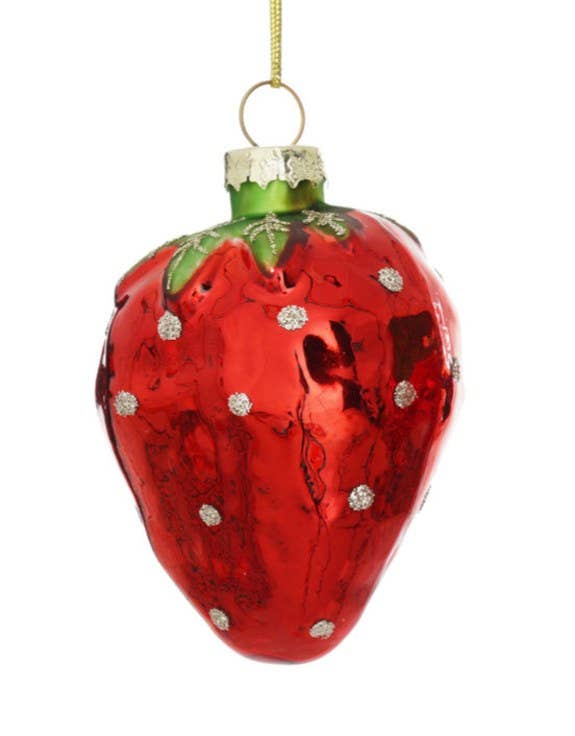 Strawberry Decorative Glass Hanging Ornament