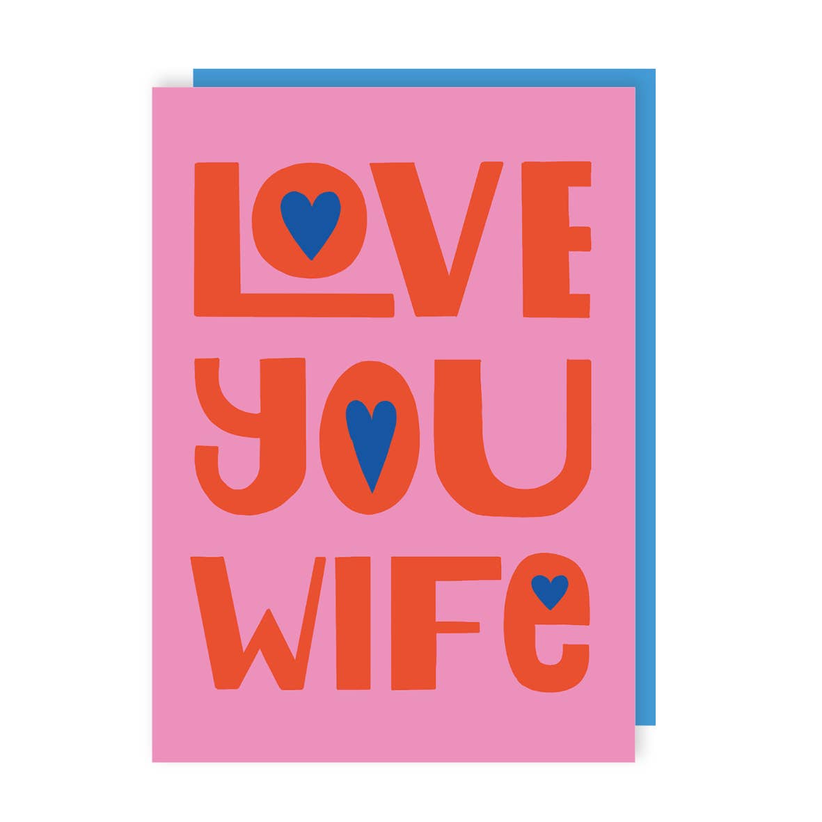 Card with 'Love You Wife' text on a pink background