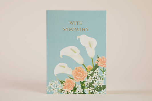 With Sympathy Greeting Card - Hand-Painted Floral Design