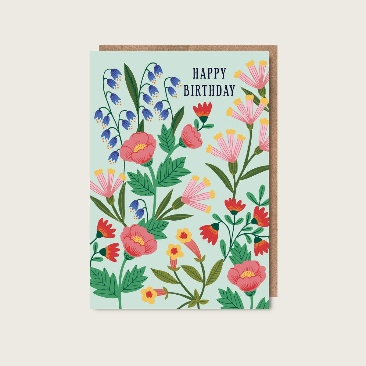 Floral card on white background.
