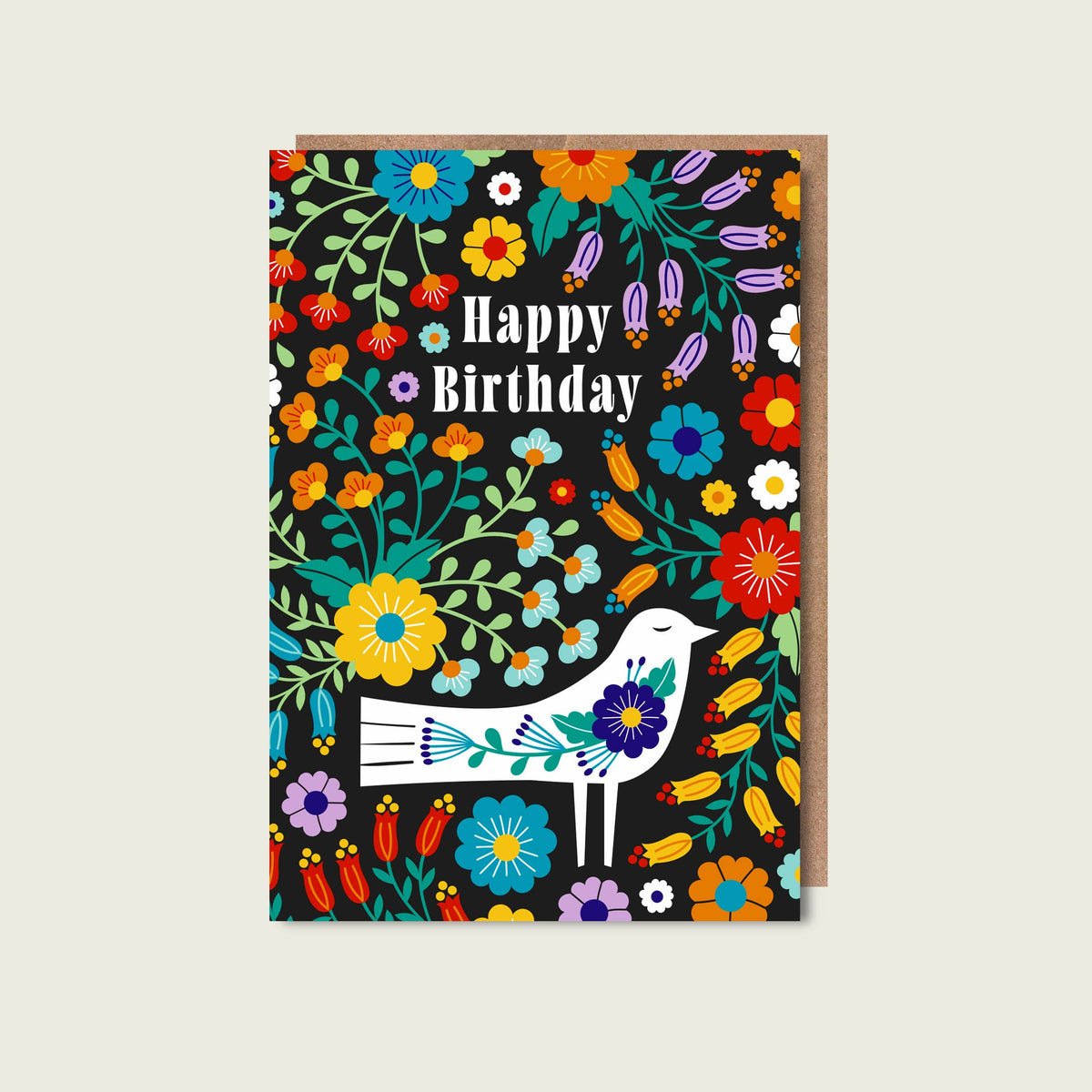 Floral Birthday Card on white background.