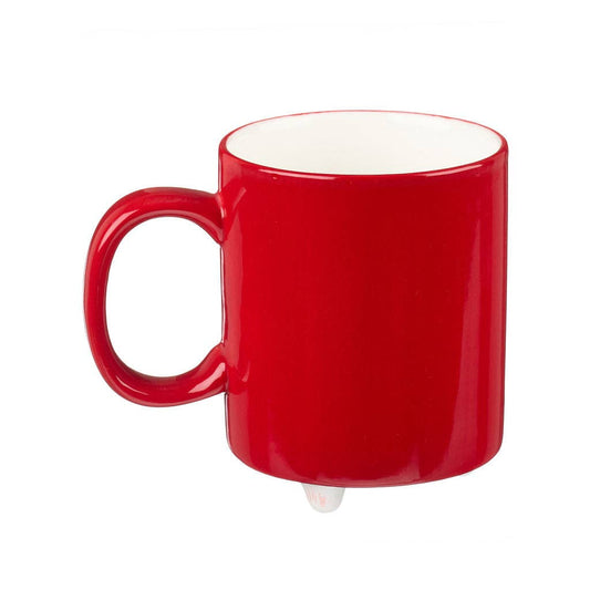 Red mug with a white interior on a white background