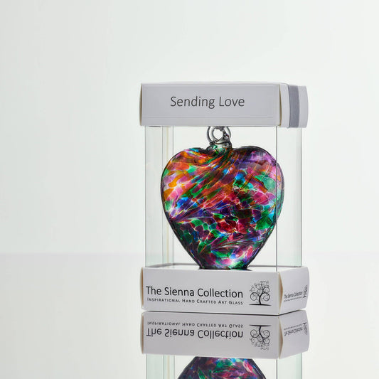 8cm Friendship Heart - Sending Love - Multicoloured Turquoise