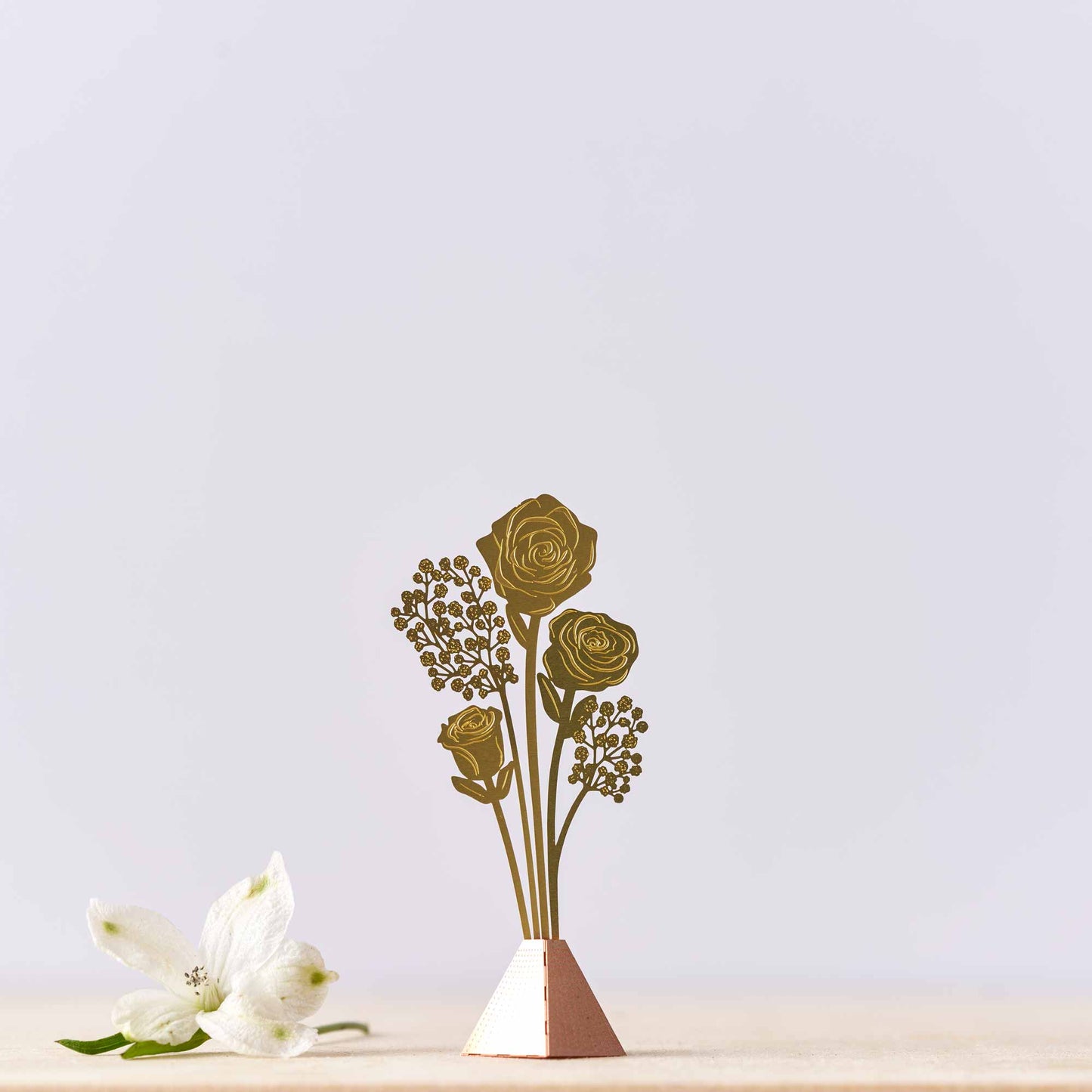 Tiny Bouquet of Roses made from copper metal.