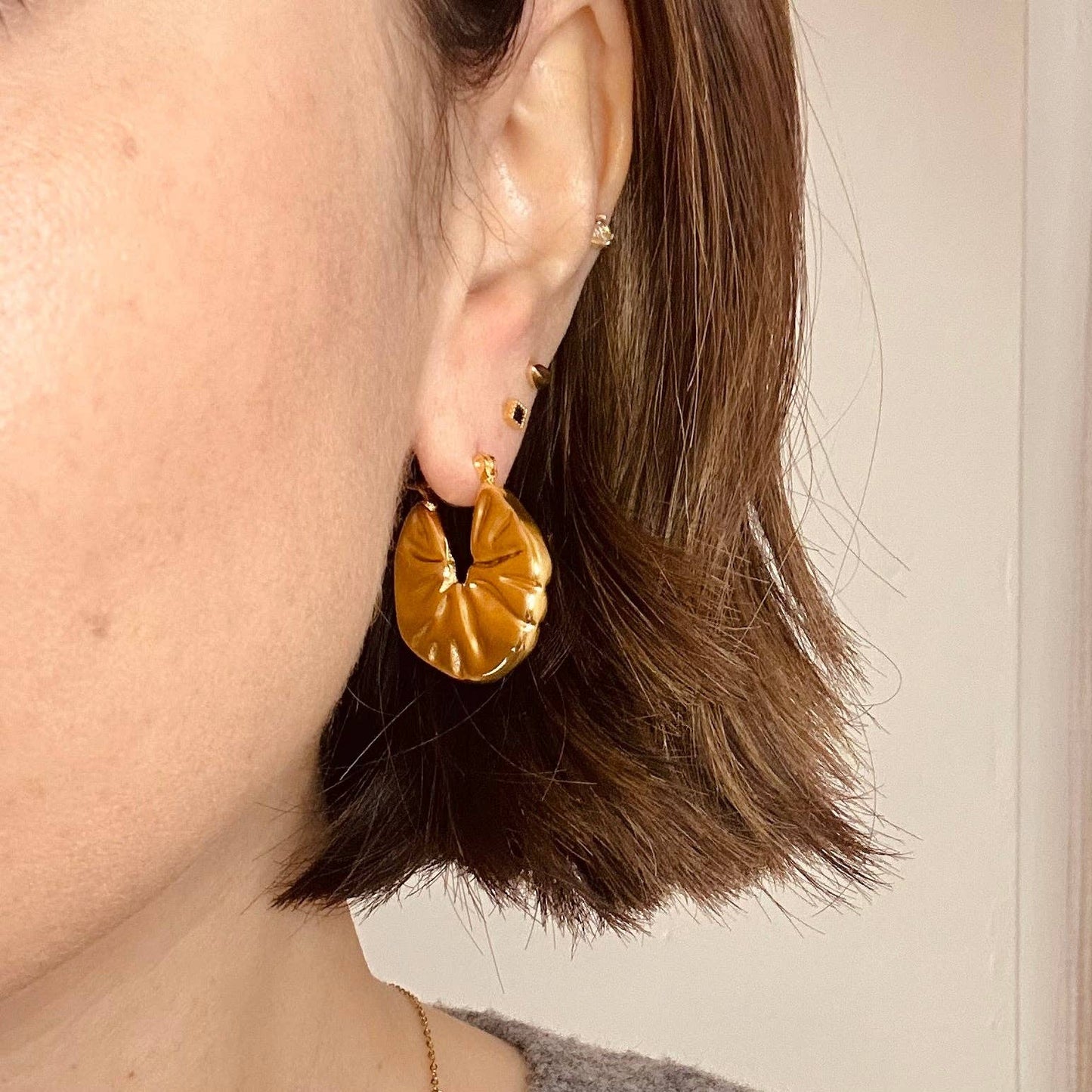 Gold plated puffer earrings