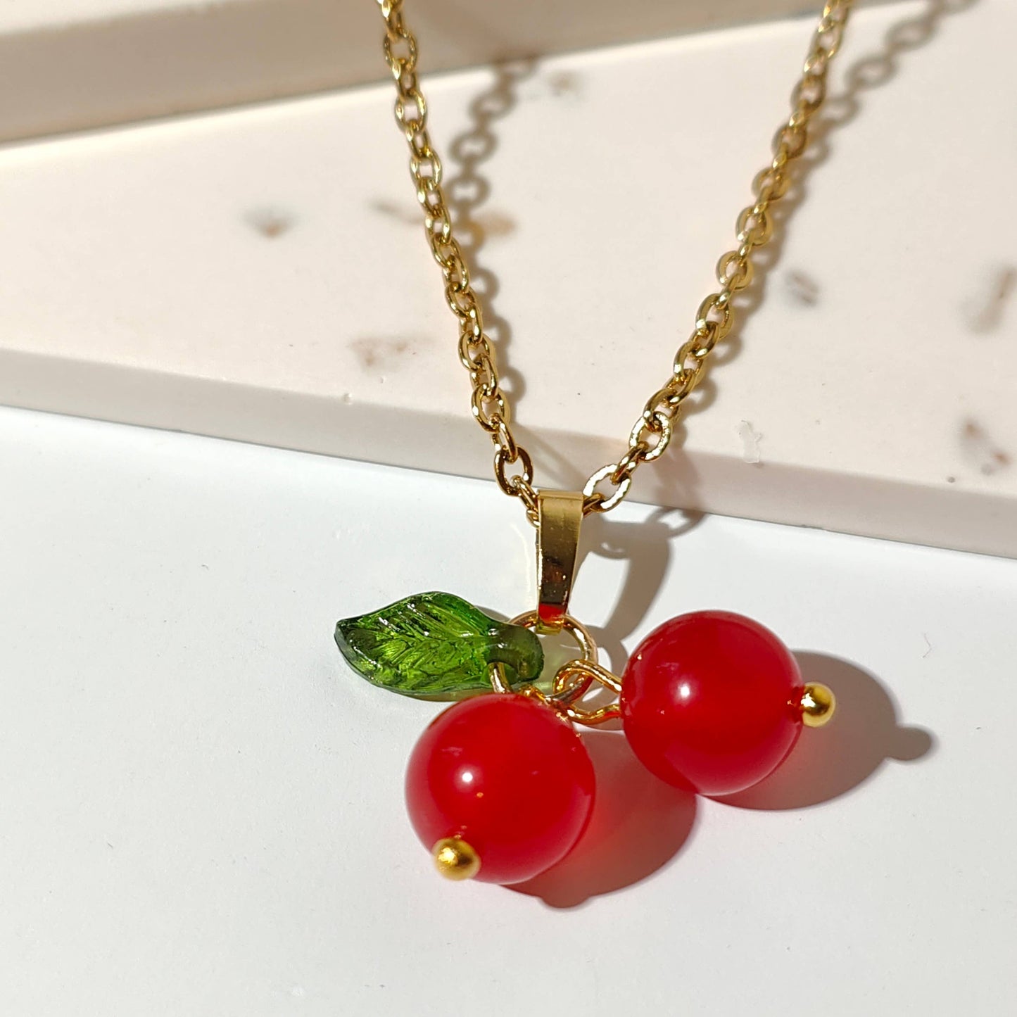 Red Gemstone Cherry Necklace