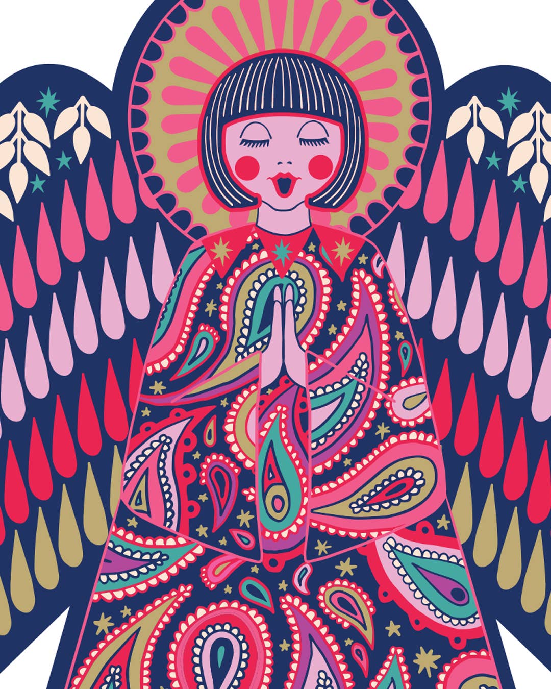 Christmas Card. Blank inside. Folklore angel.