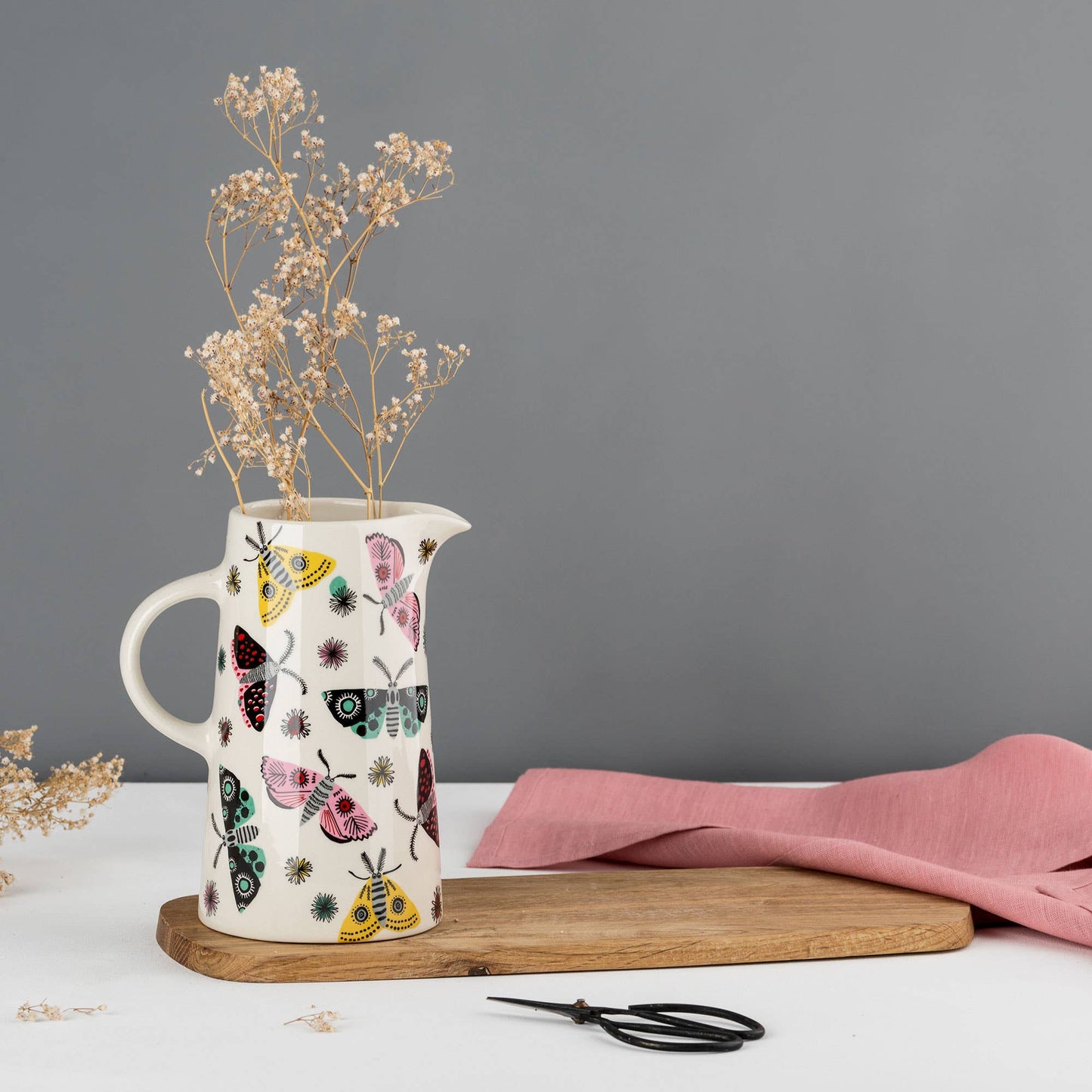 Handmade Ceramic Moth Tall Jug