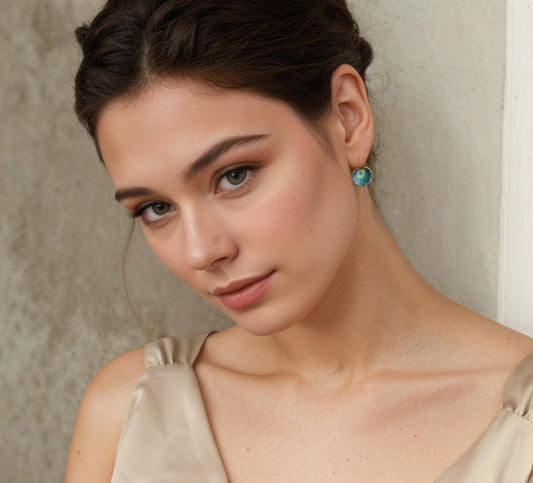 Navy Blue Leaf Earrings