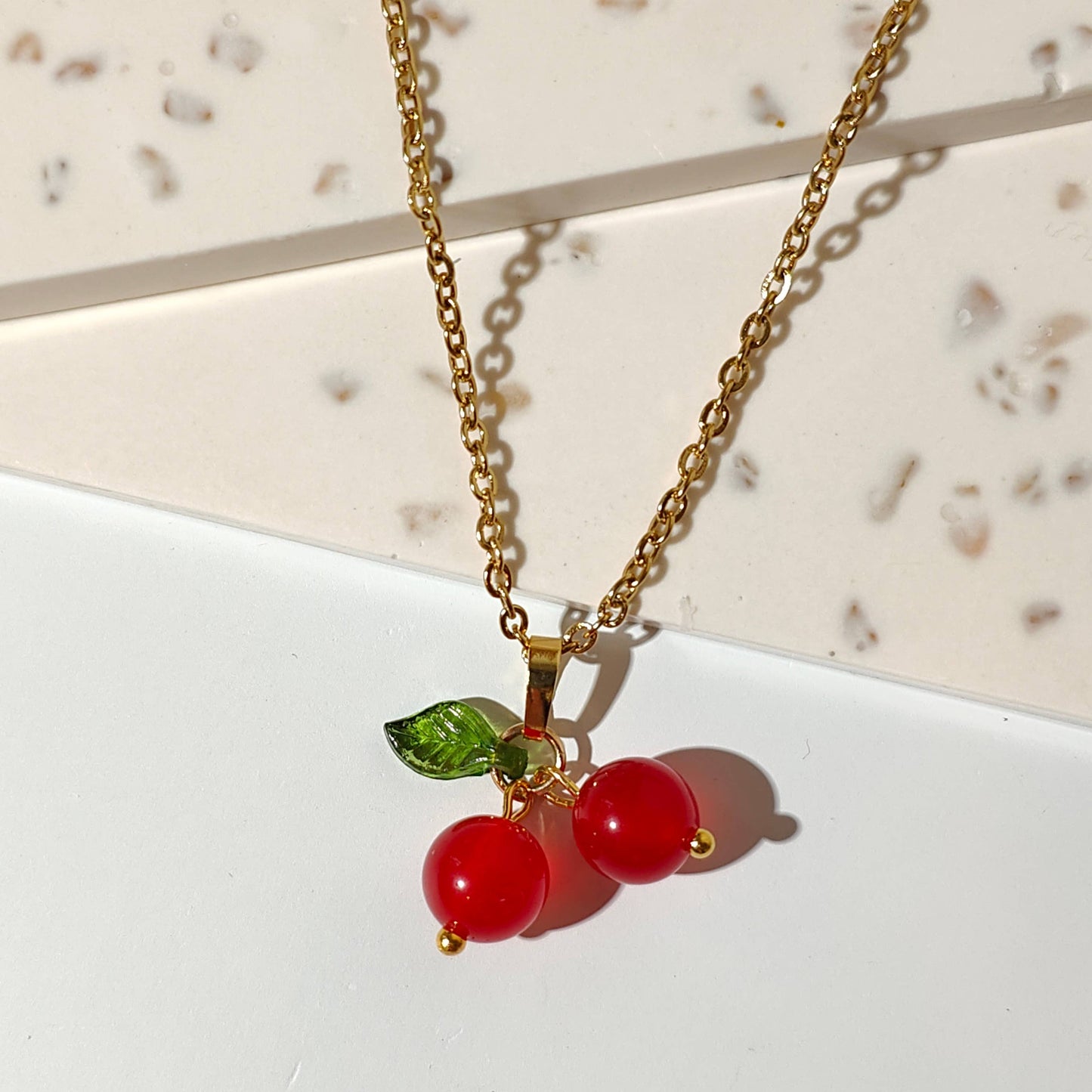 Red Gemstone Cherry Necklace