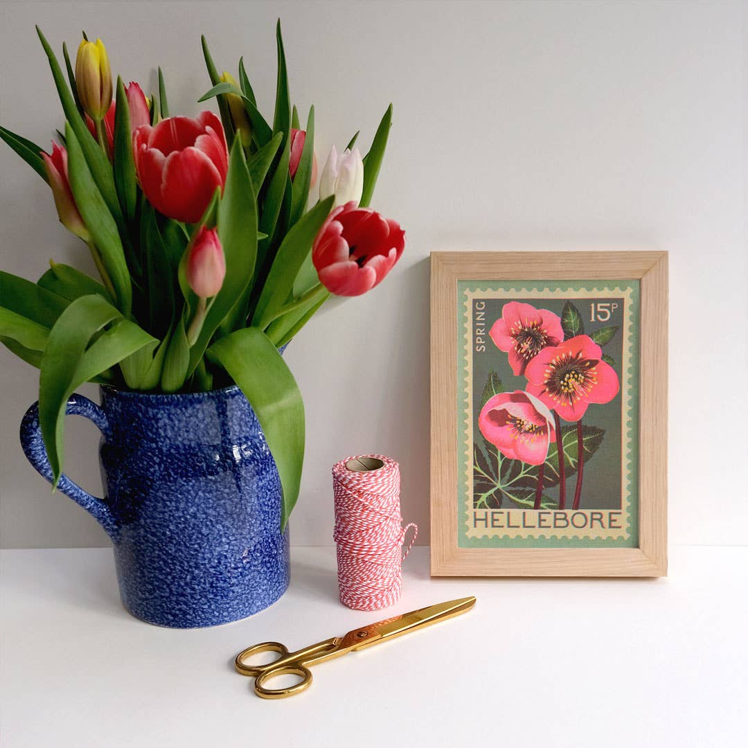 Vibrant print of hellebore stamp
