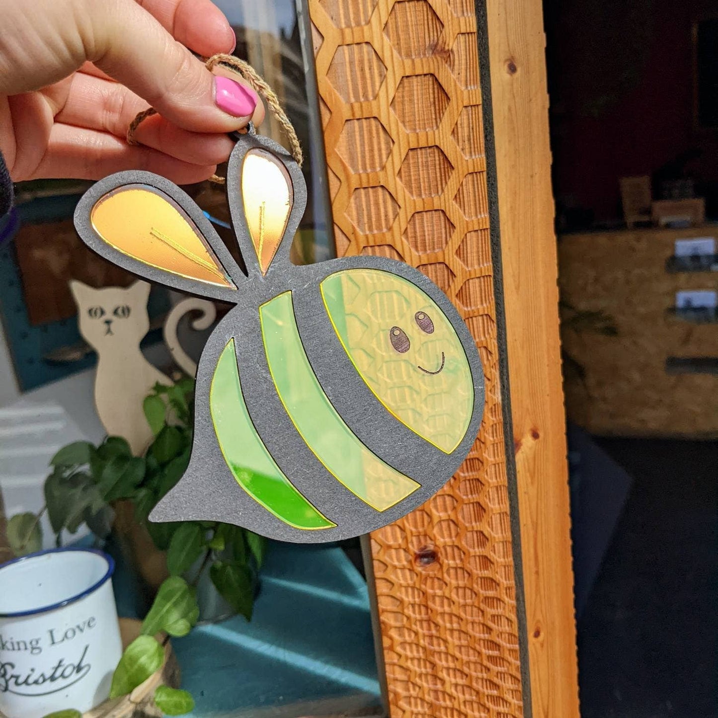 Laser cut acrylic bumbling bee