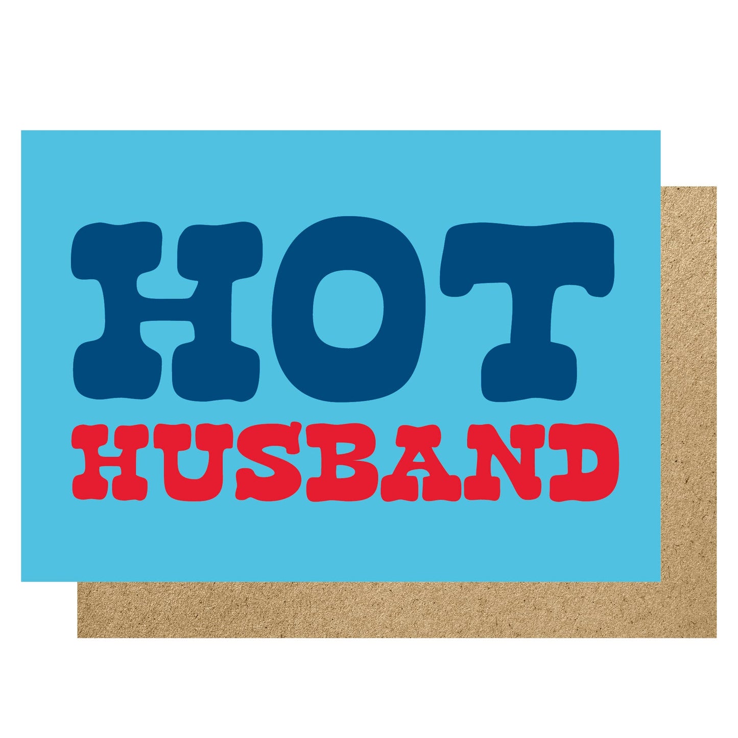 Card with 'HOT HUSBAND' text on a blue background