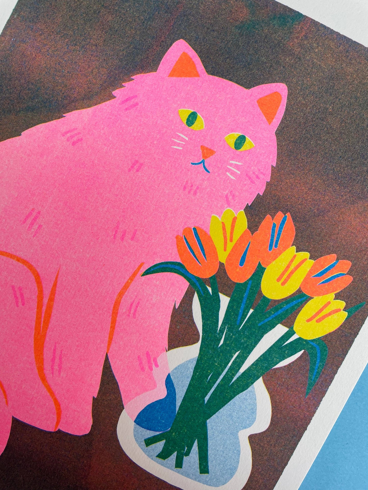Cat with Flowers Print