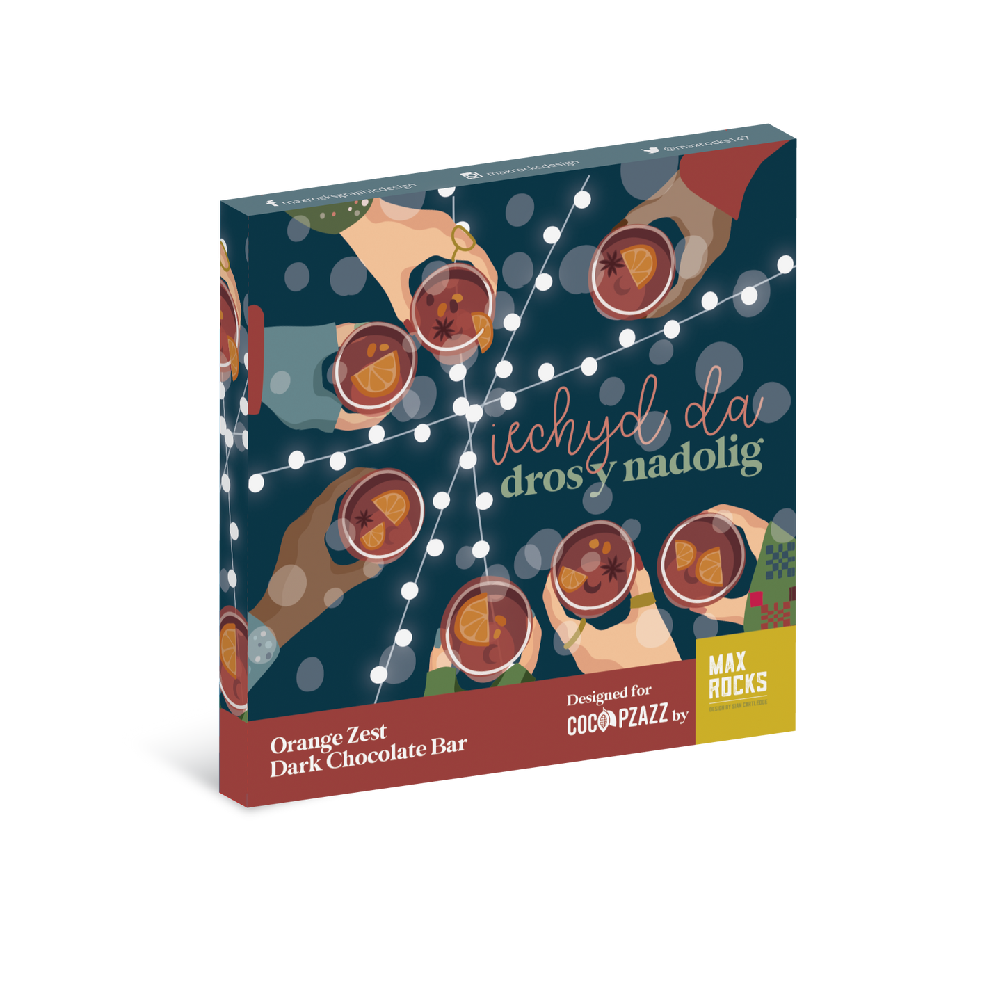 VEGAN Christmas Max Rocks Zesty Orange Dark Chocolate Bar